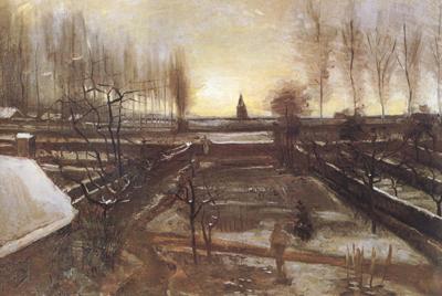 Vincent Van Gogh The Parsonage Garden at Nuenen in the Snow (nn04) China oil painting art